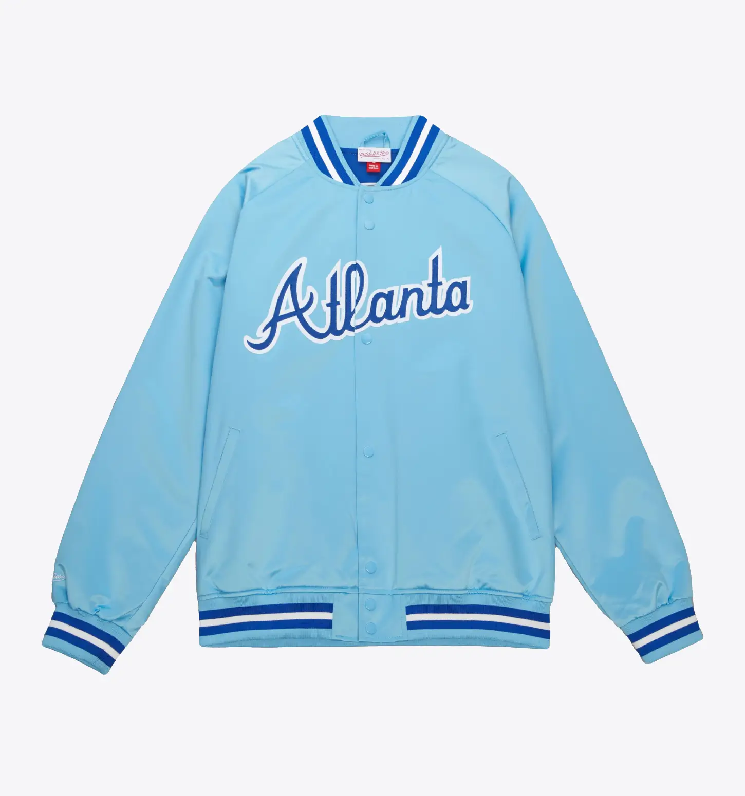 Atlanta Braves Lightweight Sky Blue Satin Varsity Jacket