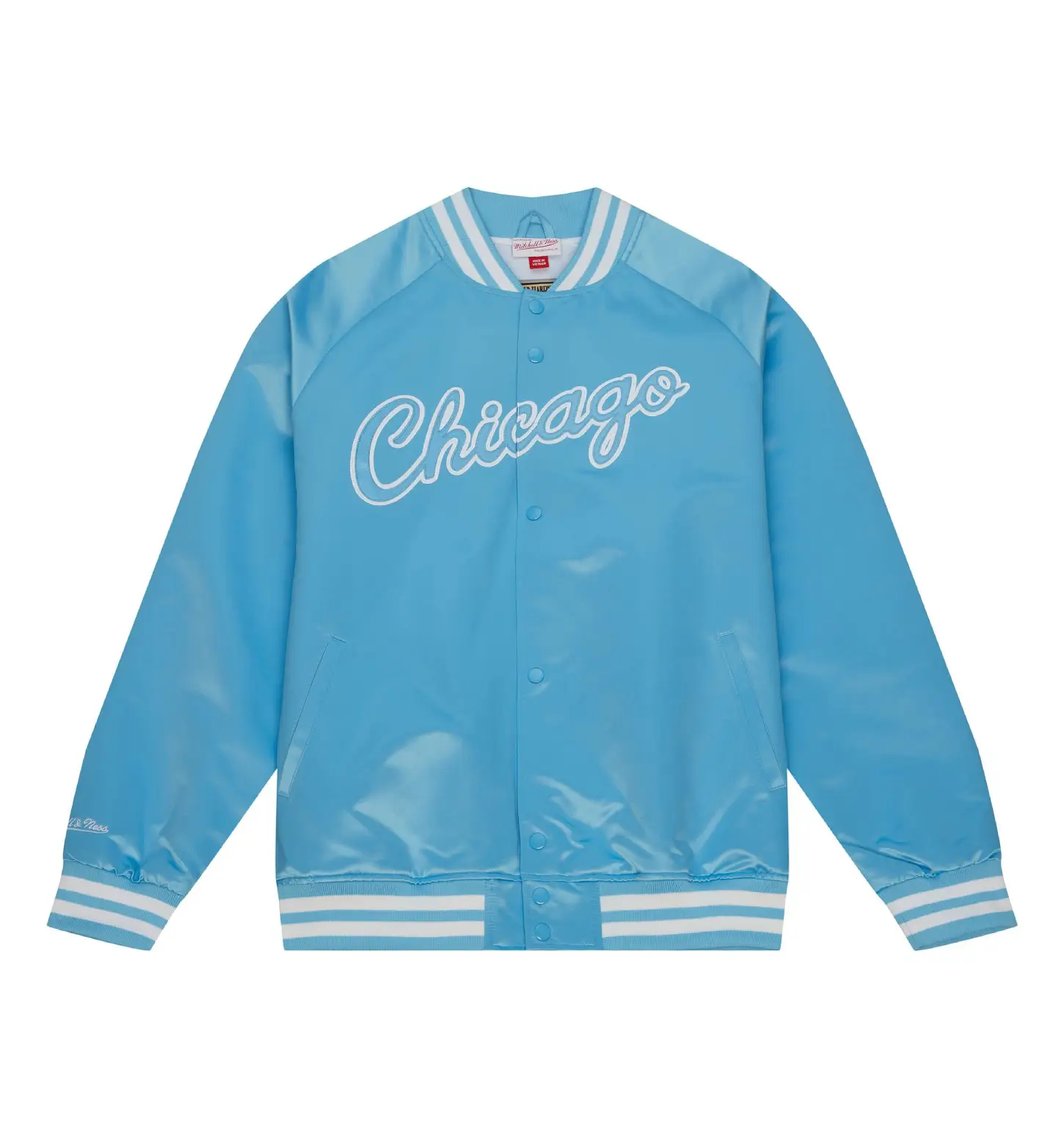 Chicago Bulls Double Clutch Lightweight Sky Blue Satin varsity Jacket