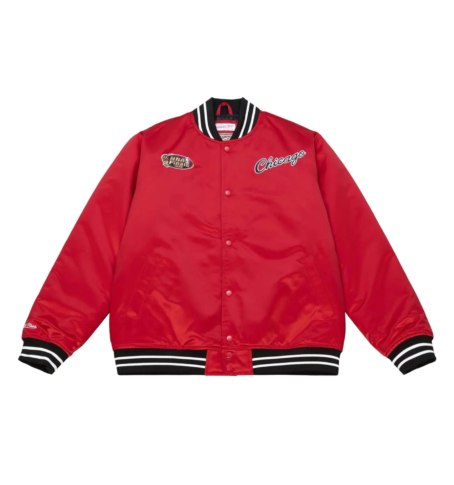NBA 1996 Chicago Bulls Heavyweight Red Satin Varsity Jacket