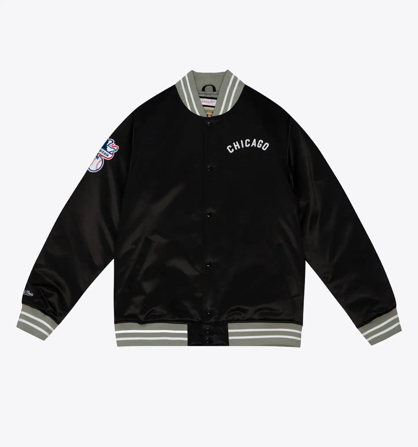 Chicago White Sox Heavyweight Black Satin Varsity Jacket