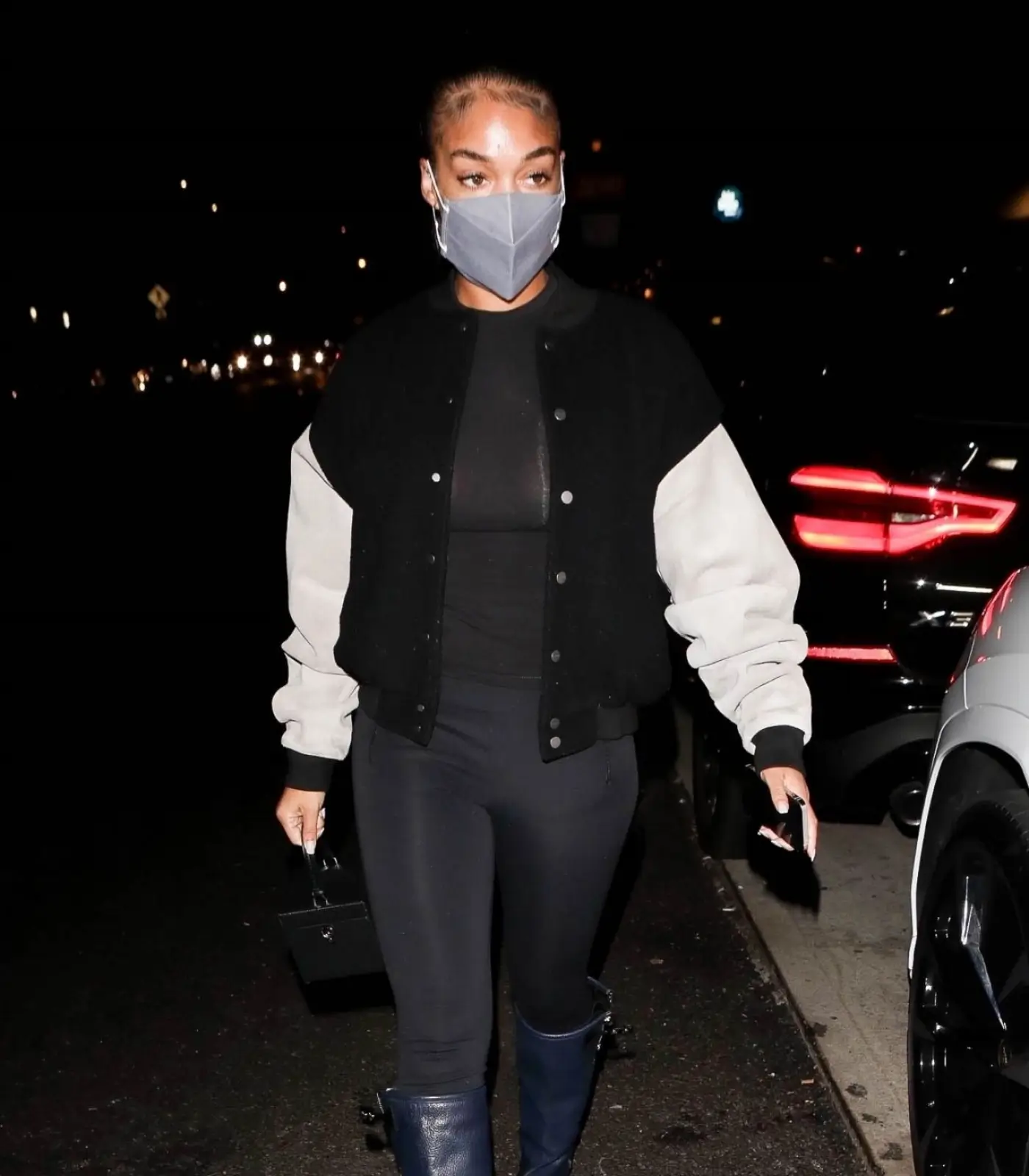 Lori Harvey Malibu Black And White Varsity Jacket