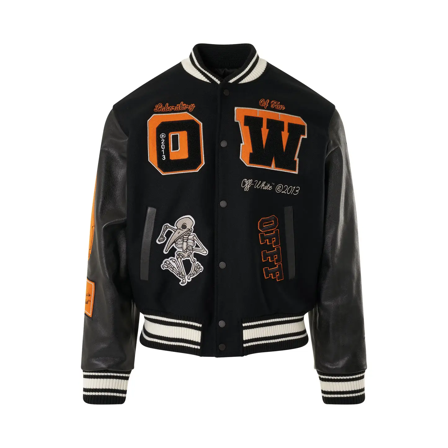 Men Off White Bomber Varsity Jacket