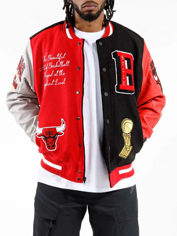 NBA Chicago Bulls Black & Red Varsity Jacket