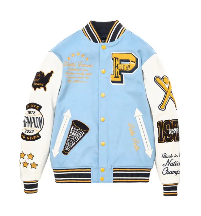 Pelle Pelle Blue & White Varsity Jacket