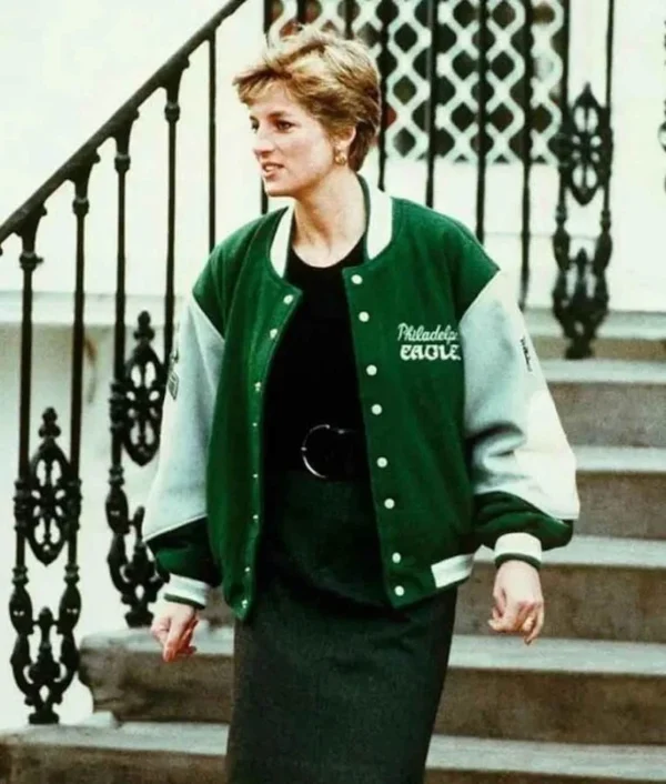 Princess Diana Philadelphia Eagles Green Letterman Varsity Jacket
