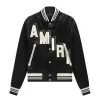 Amiri Logo Black Satin Varsity Jacket