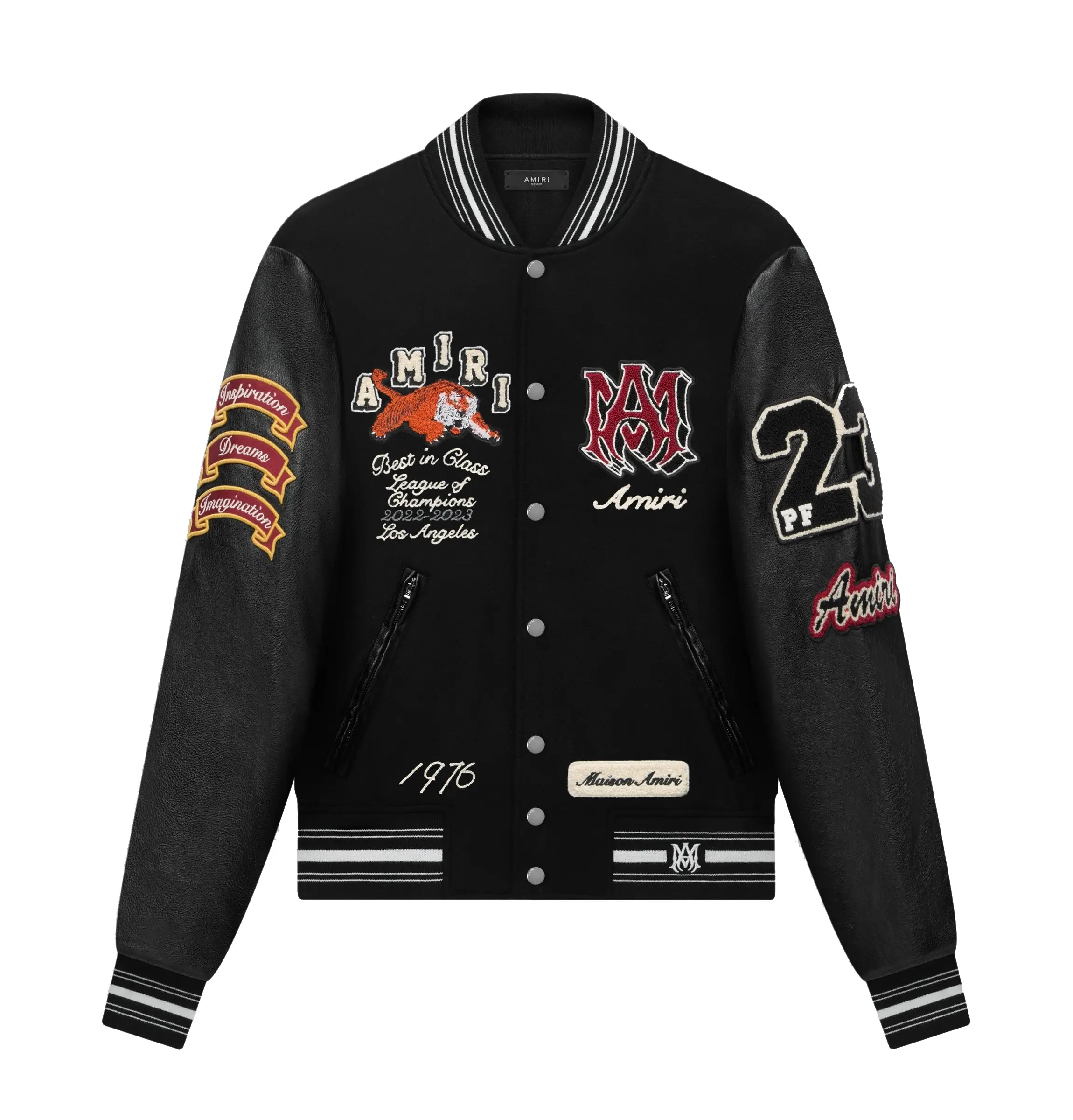 Amiri Vintage Patch Black Varsity Bomber Jacket