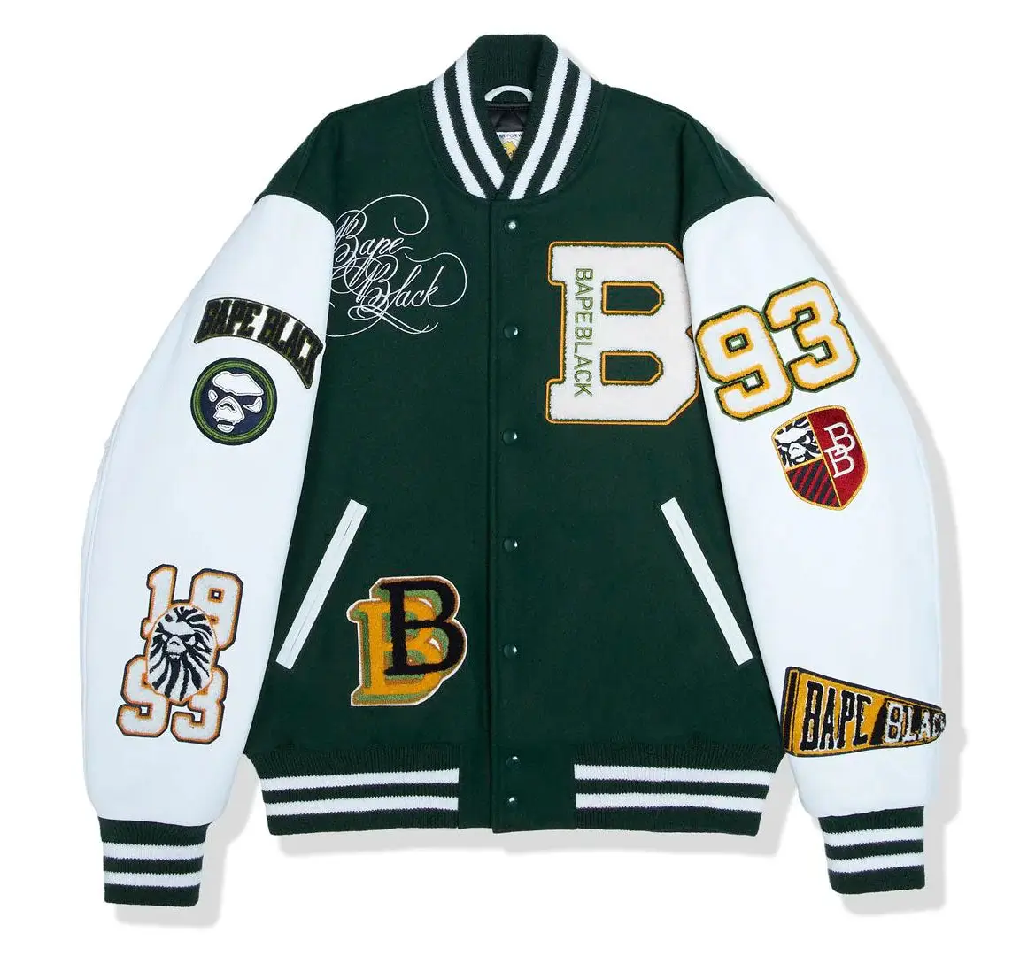 Bape Black X Golden Bear Sportswear Green Varsity Jacket