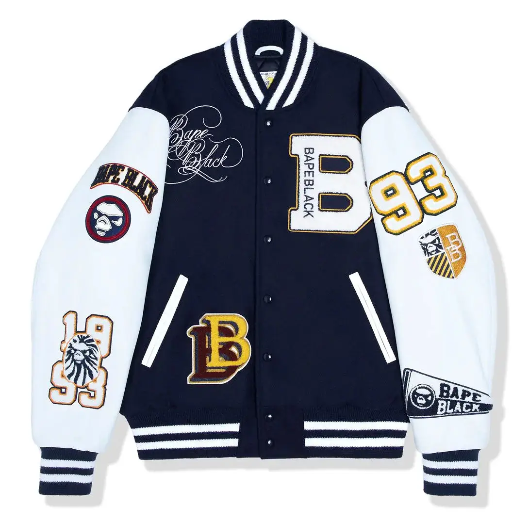 Bape Black X Golden Bear Sportswear Navy Blue Varsity Jacket