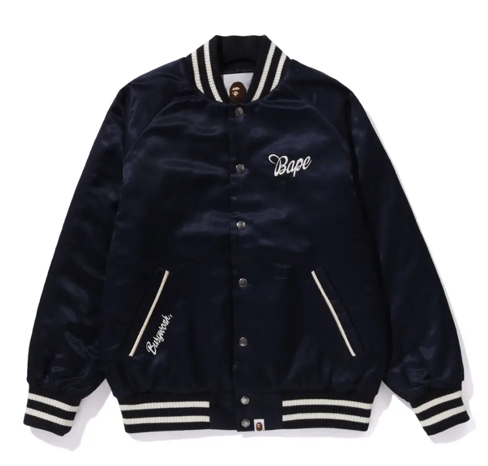 Bape Women's Stain Navy Blue Varsity Jacket