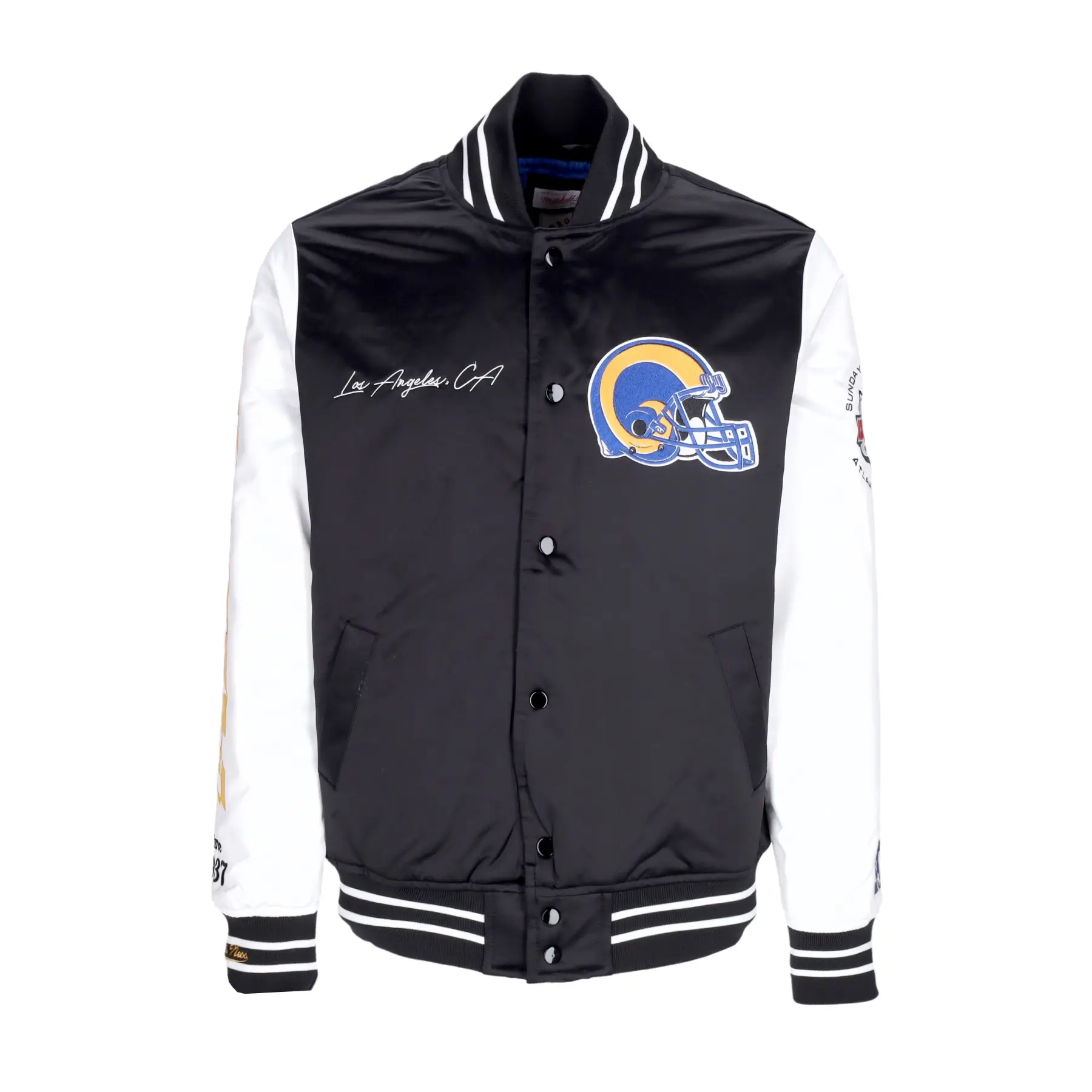 Los Angeles Rams Team Origins Training Black & White Varsity Jacket