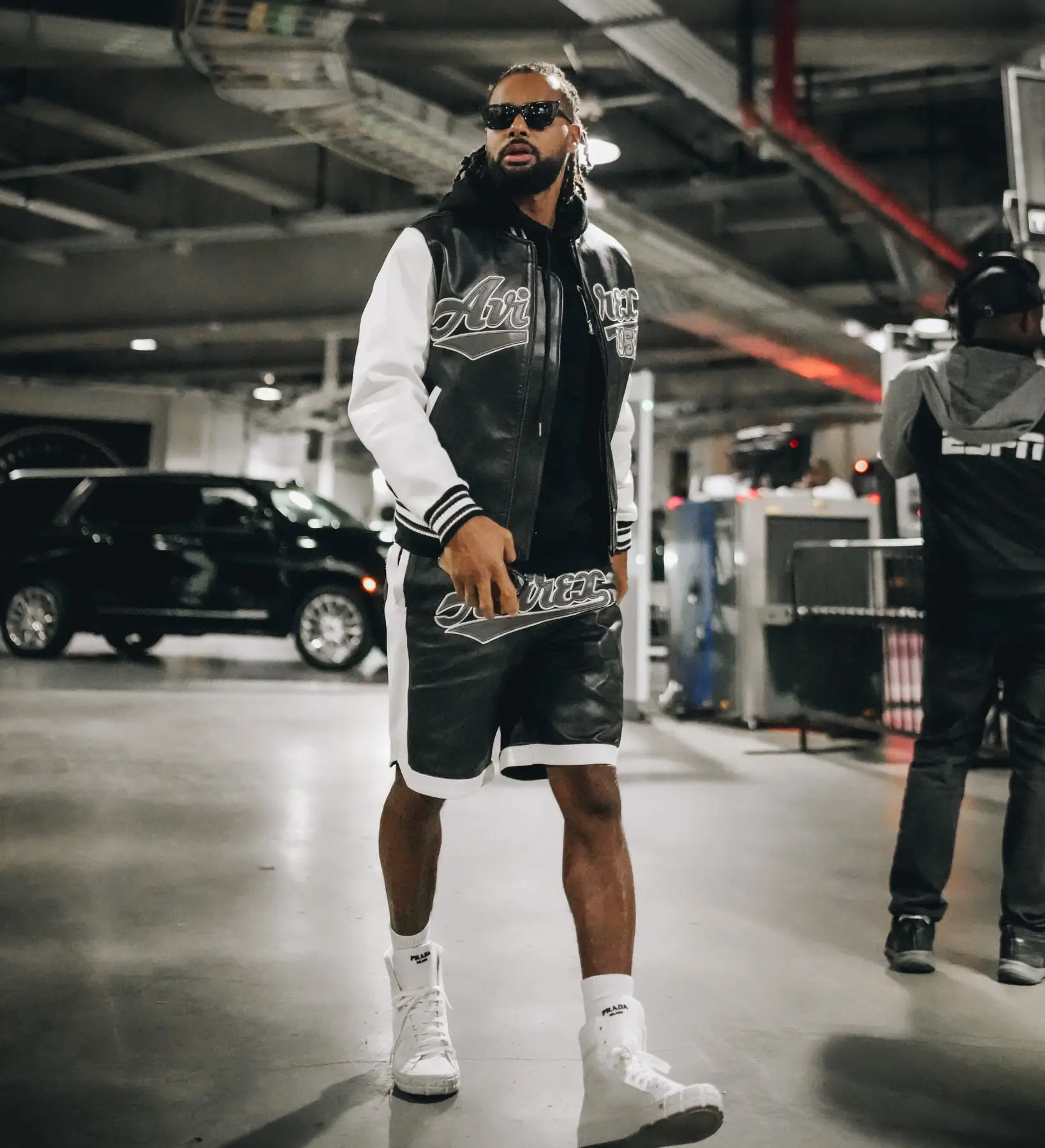 Mens Avirex USA Script Black Varsity Leather Jacket