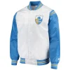 NFL Los Angeles Chargers Renegade Throwback Satin White and Powder Blue Varsity Jacket
