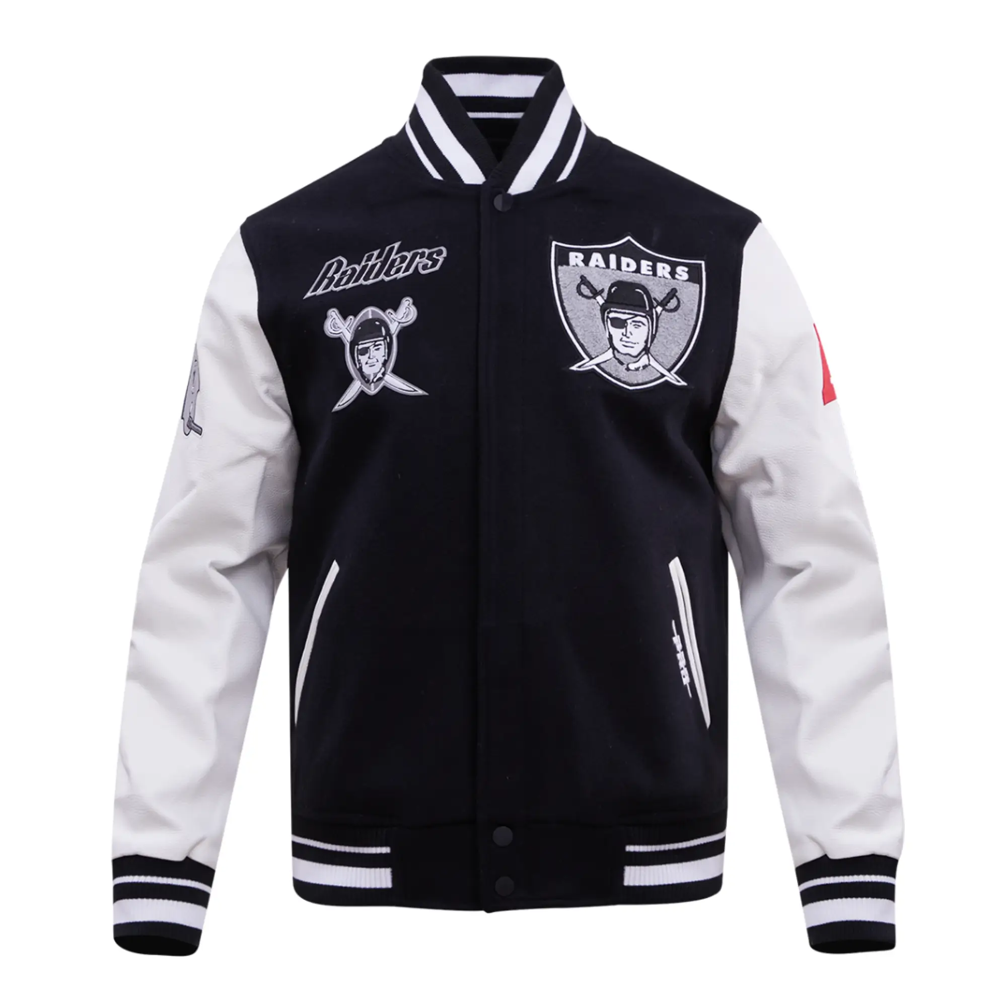NFL Las Vegas Raiders Pro Standard Logo Classic Black & White Varsity Jacket