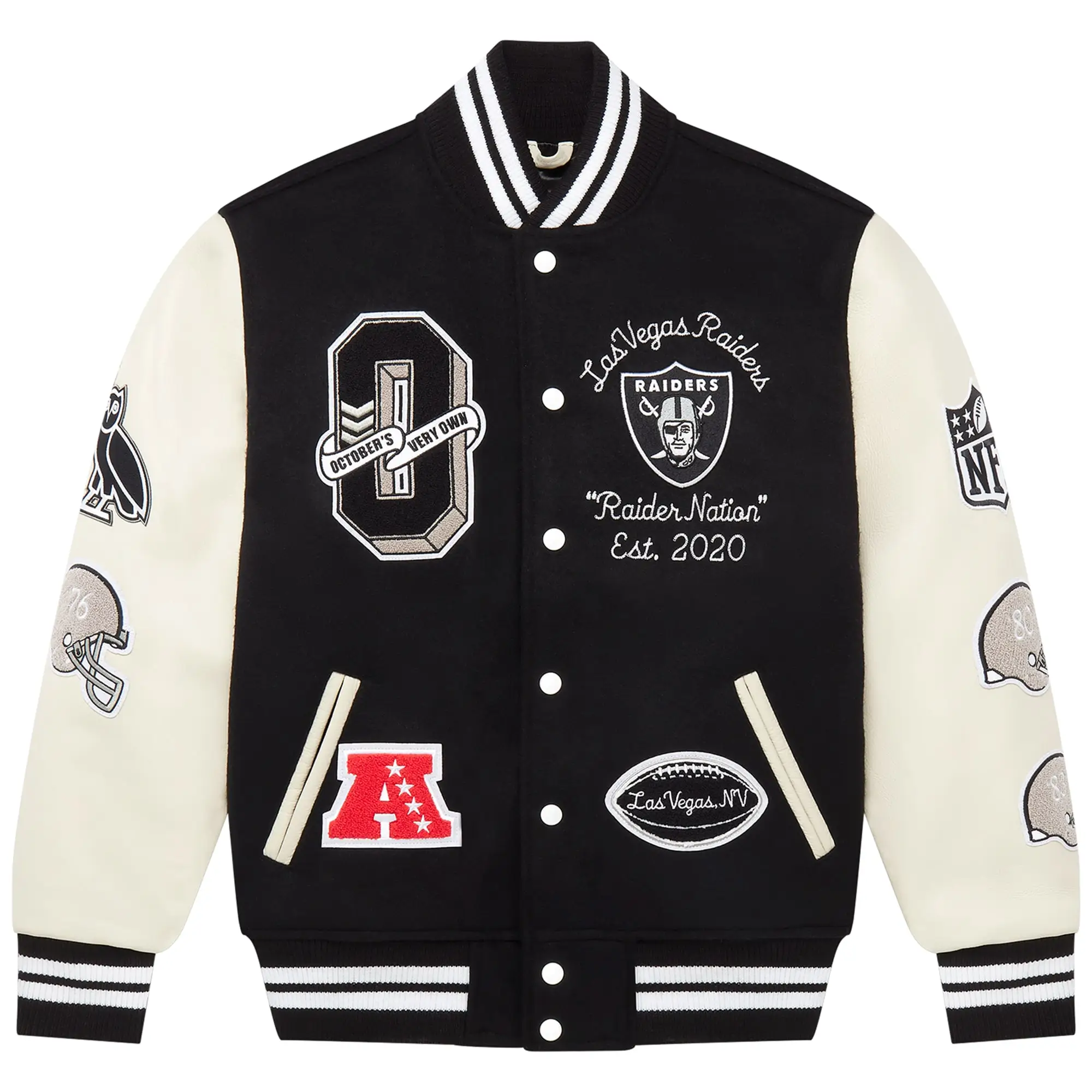 OVO x NFL Las Vegas Raiders Black Full-Snap Varsity Jacket