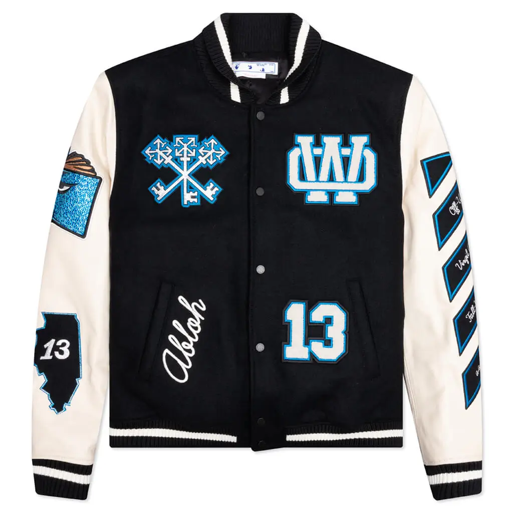 Off White Cryst Graphics Black & White Varsity Jacket