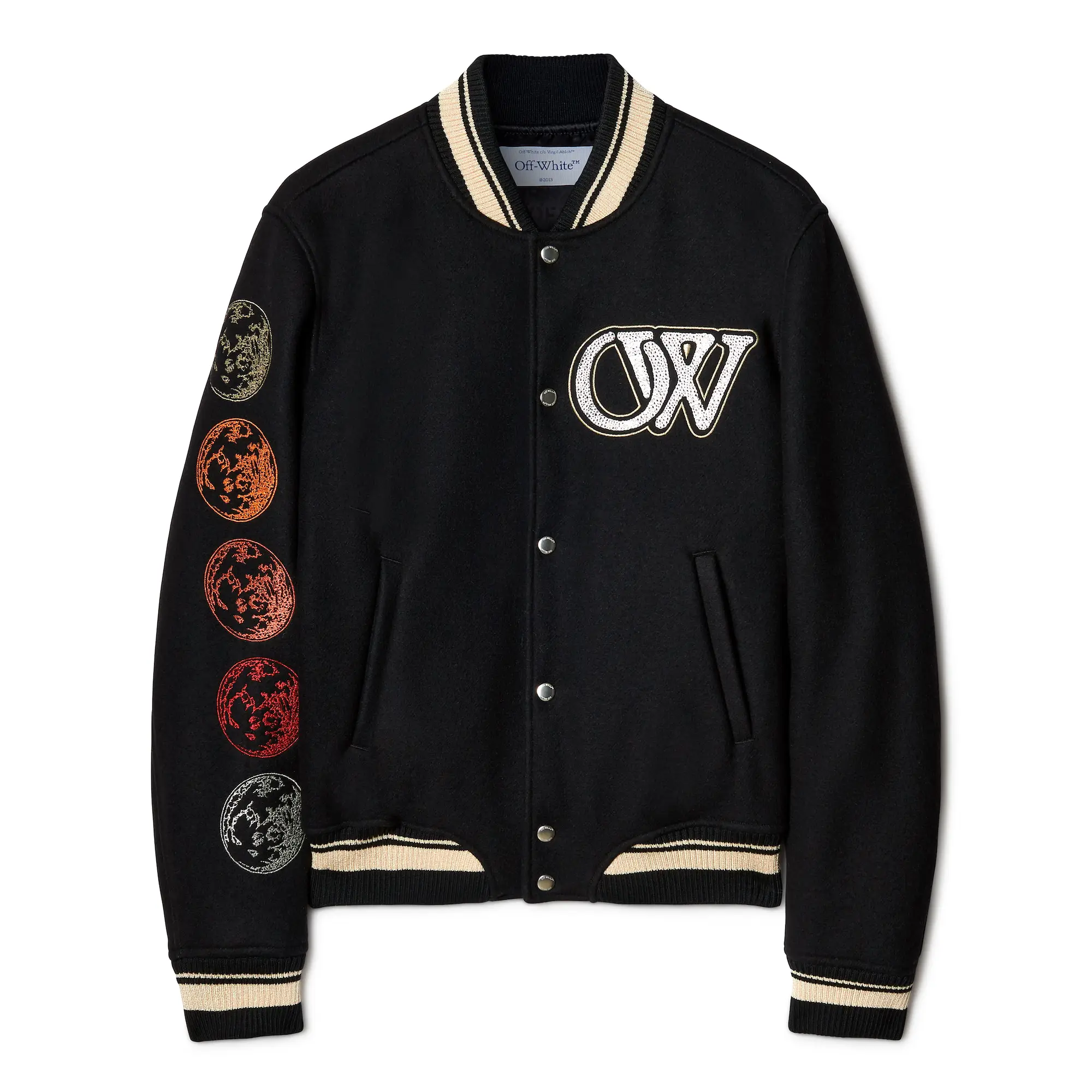 Off-White Cryst Moon Phase Black Wool varsity jacket