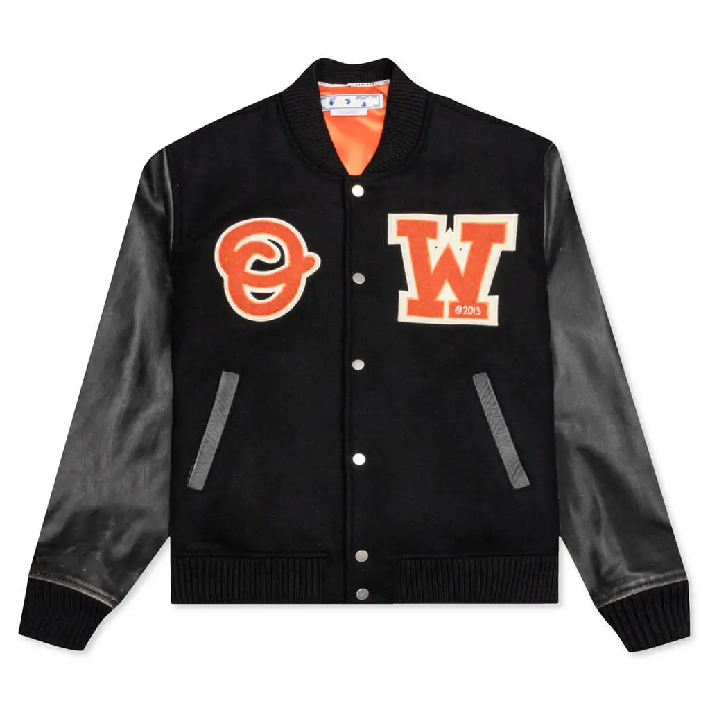 Off-White OW Patch Black & Orange Varsity Jacket