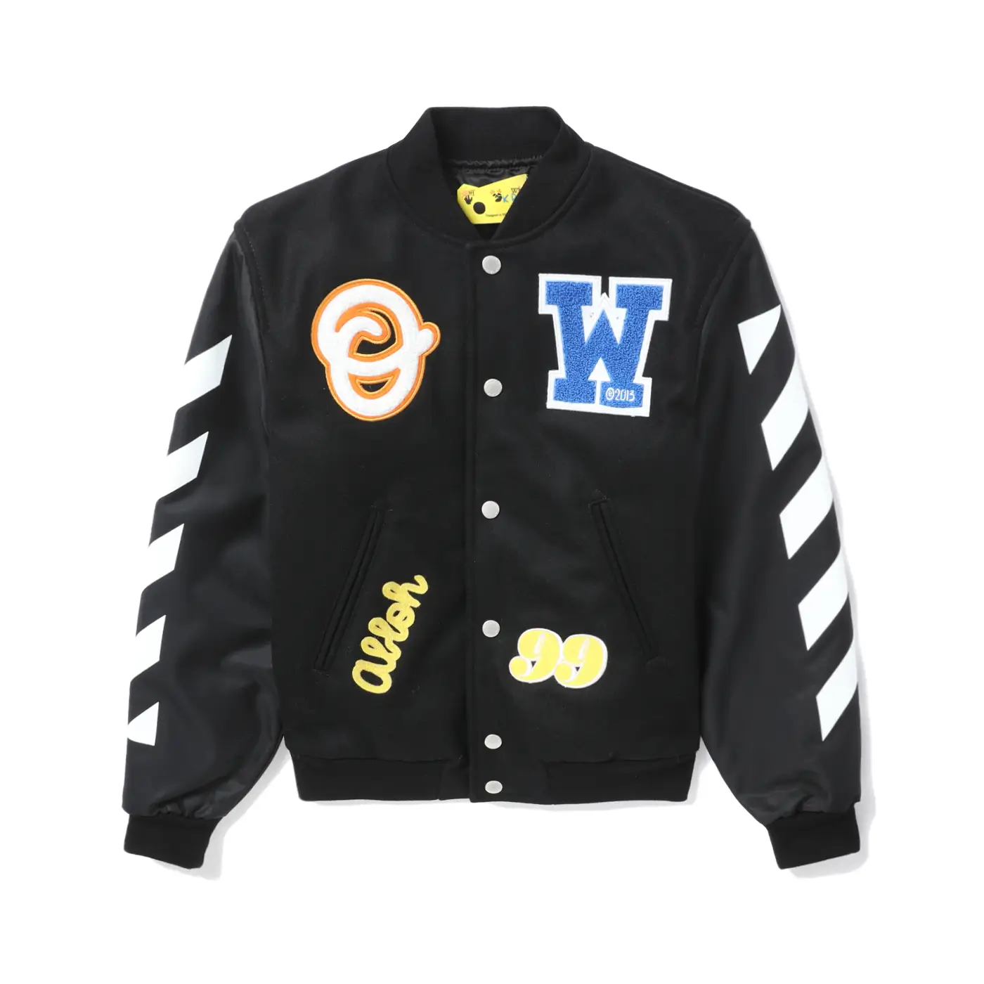 Off-White OW Patch Black Varsity Bomber Jacket