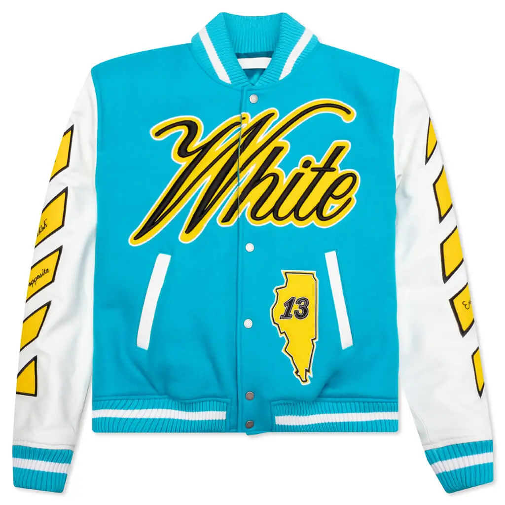 Off-White Vars World Sky Blue & White Varsity Jacket