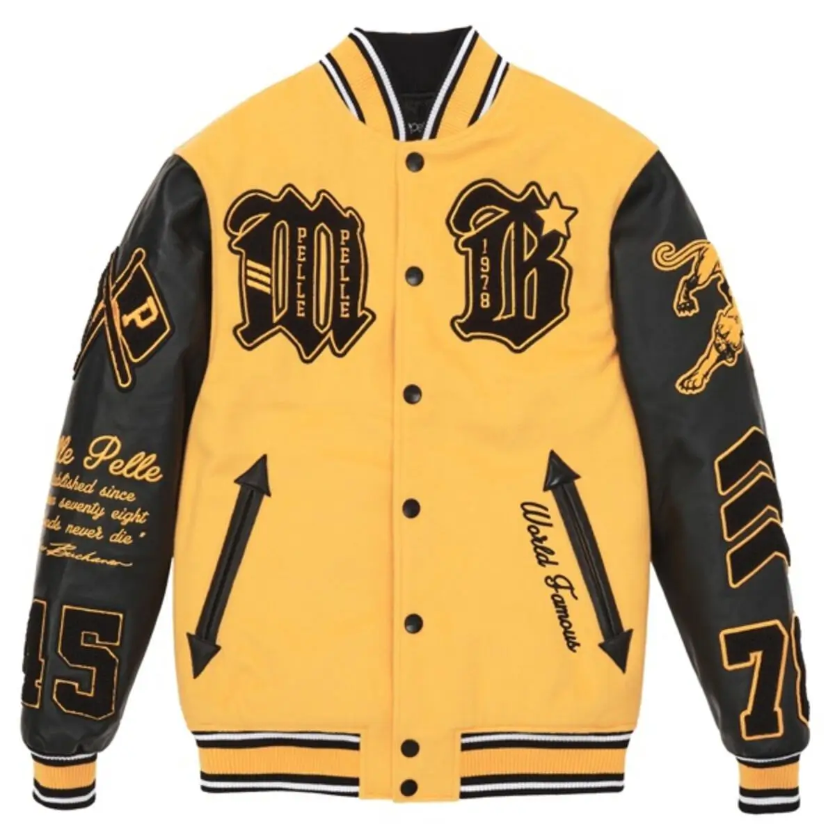 Pelle Pelle Black & Yellow Varsity Jacket