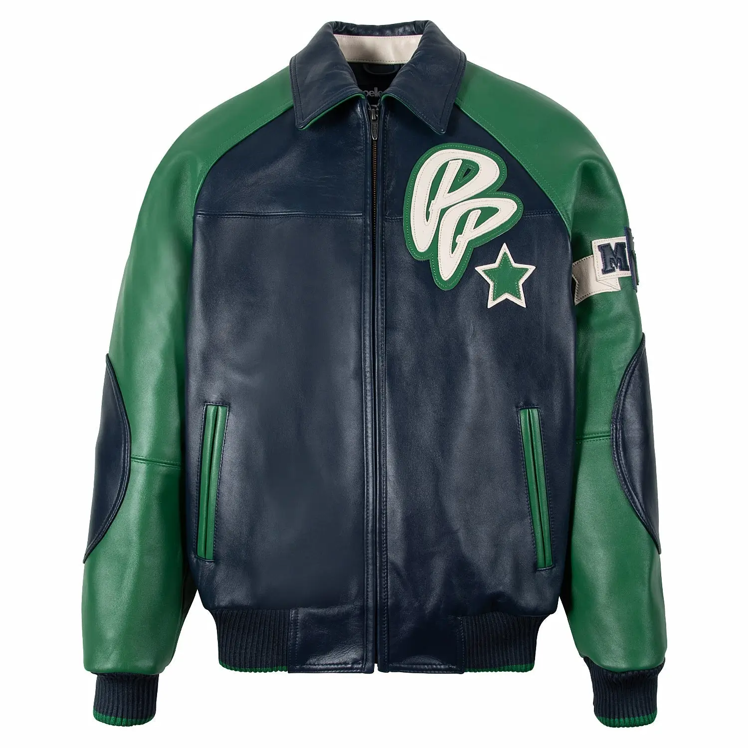 Pelle Pelle Classic Soda Club Plush Green & Navy Leather Jacket