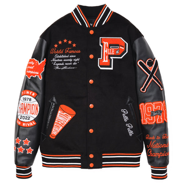 Pelle Pelle World Famous Black Wool Varsity Jacket