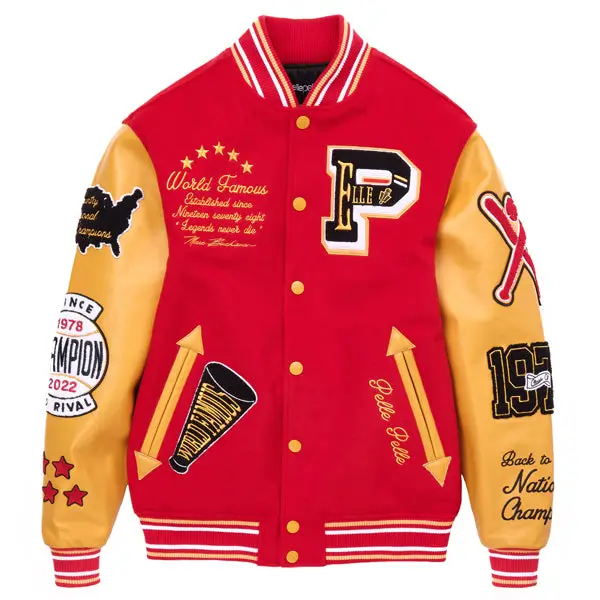 Pelle Pelle World Famous Red/Yellow Wool Varsity Jacket