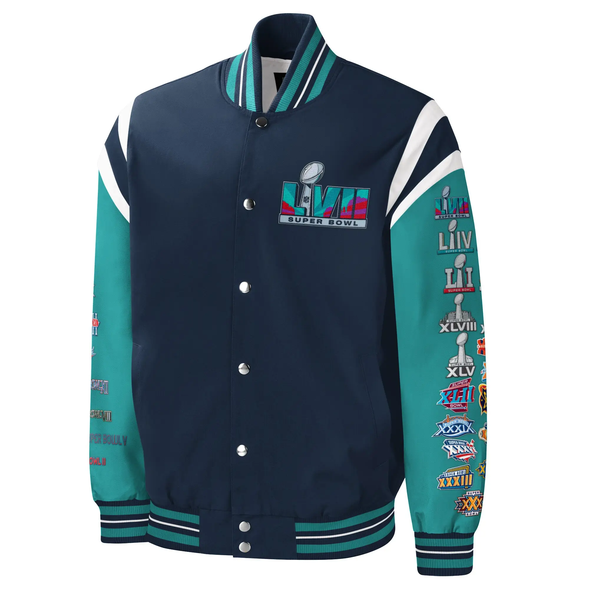 Super Bowl LVII G-III Sports by Carl Banks Navy & Green Varsity Jacket