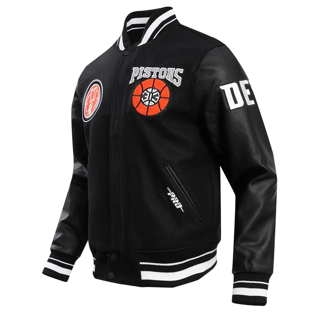 Detroit Pistons Pro Standard Black 2023/24 City Edition Wool & Leather Varsity Jacket