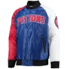 Detroit Pistons Starter Tricolor Remix Raglan Full-Snap Satin Varsity Jacket