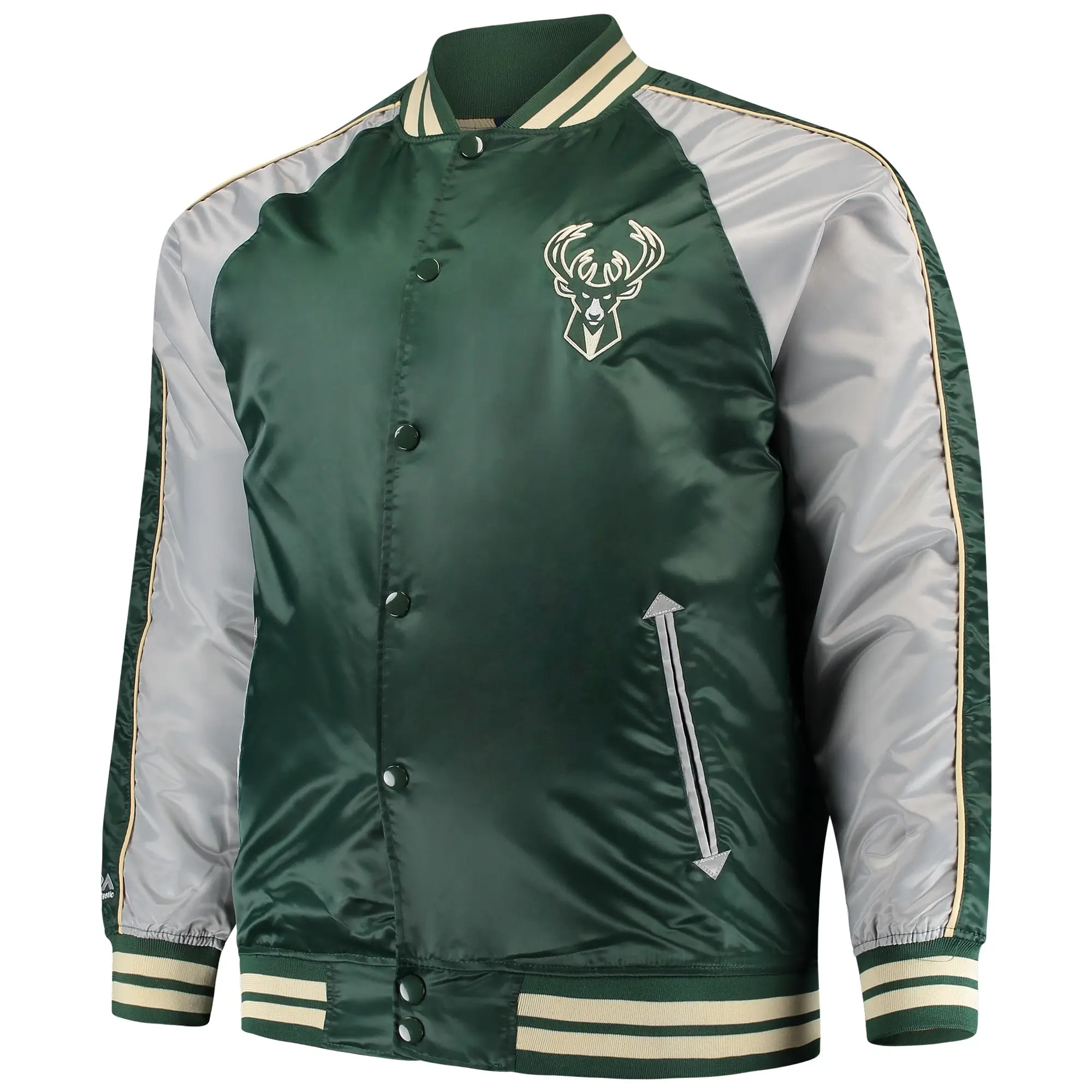 Milwaukee Bucks Majestic Big & Tall Hunter Green Satin Varsity Jacket