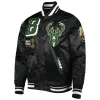 Milwaukee Bucks Pro Standard Mash Up Capsule Black Satin Varsity Jacket