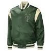 Milwaukee Bucks Starter Hunter Force Play Green Satin Varsity Jacket
