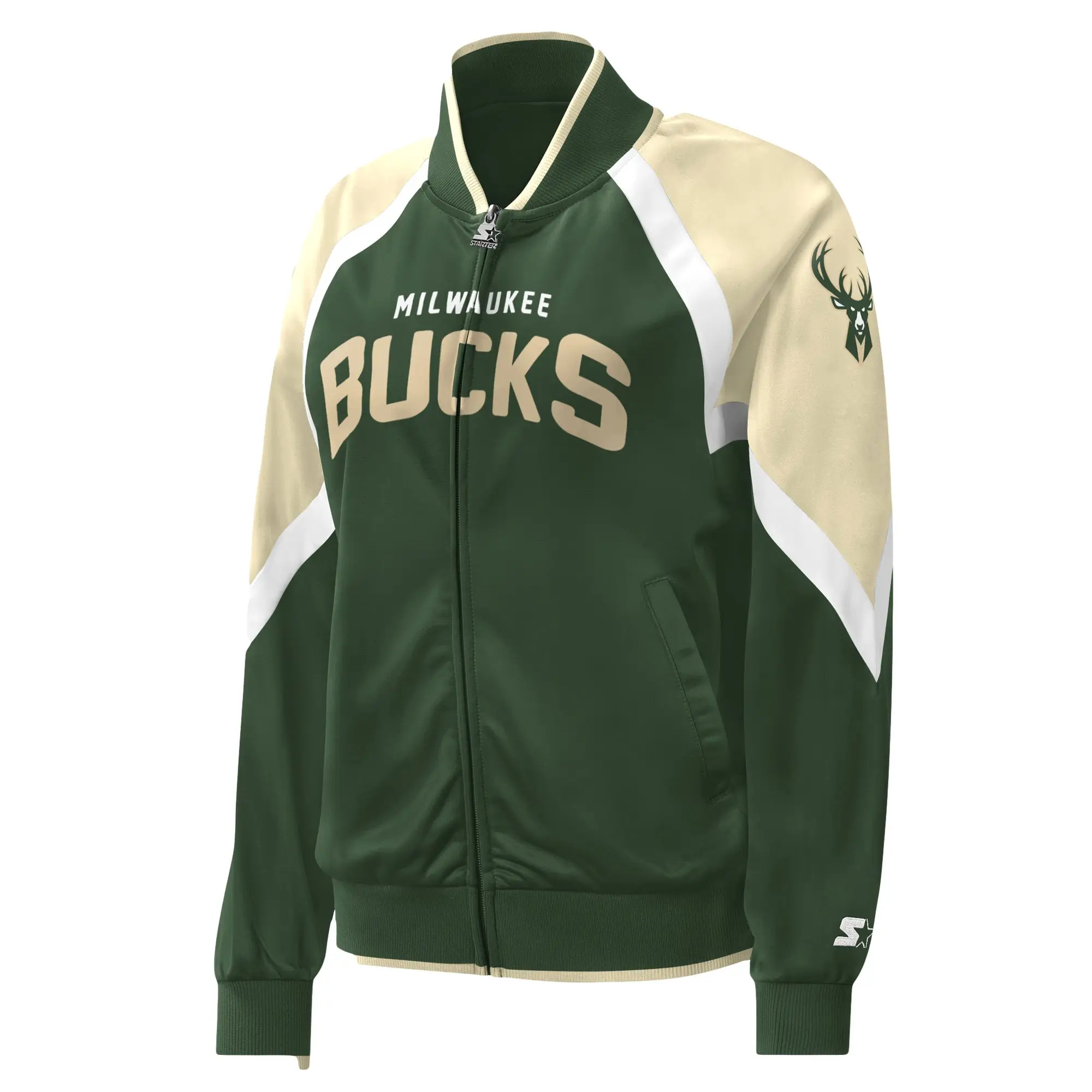 Starter Hunter Green Milwaukee Bucks Slam Dunk Raglan Full-Zip Track Jacket