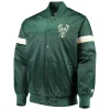Milwaukee Bucks Starter The Champ Hunter Green Satin Varsity Jacket