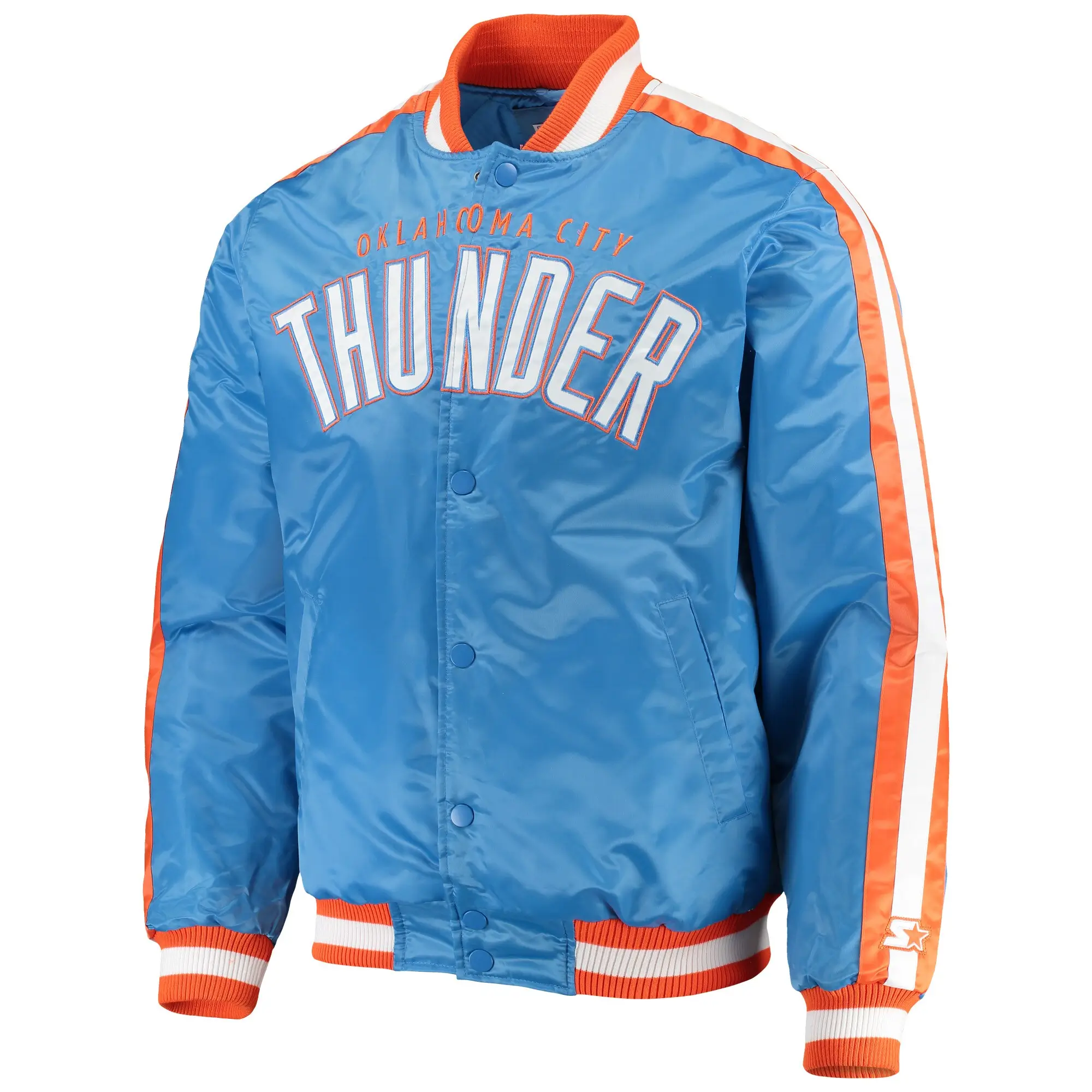 Oklahoma City Thunder Starter Blue The Offensive Satin Varsity Jacket