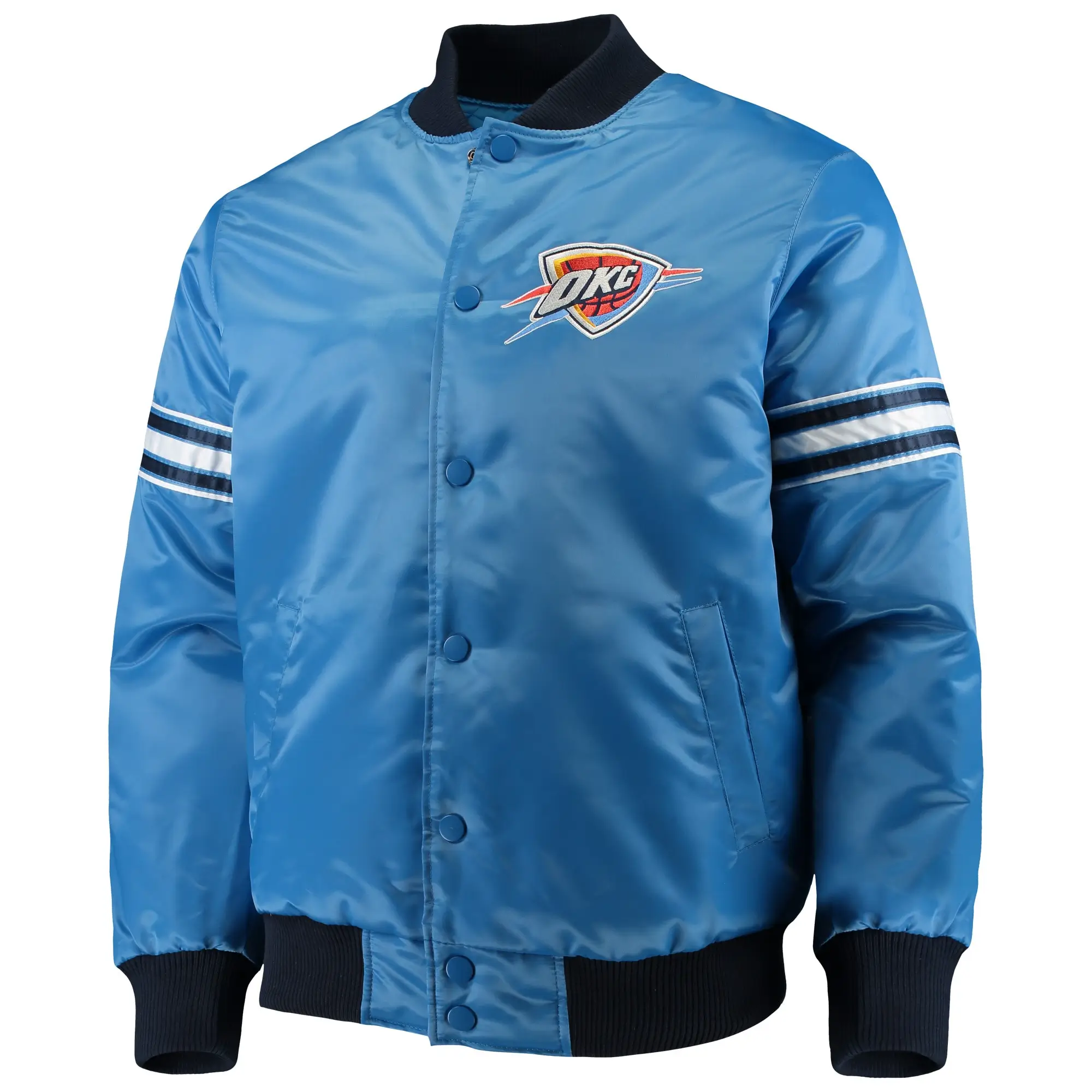 Oklahoma City Thunder Starter The Draft Pick Full-Snap Blue Satin Varsity Jacket