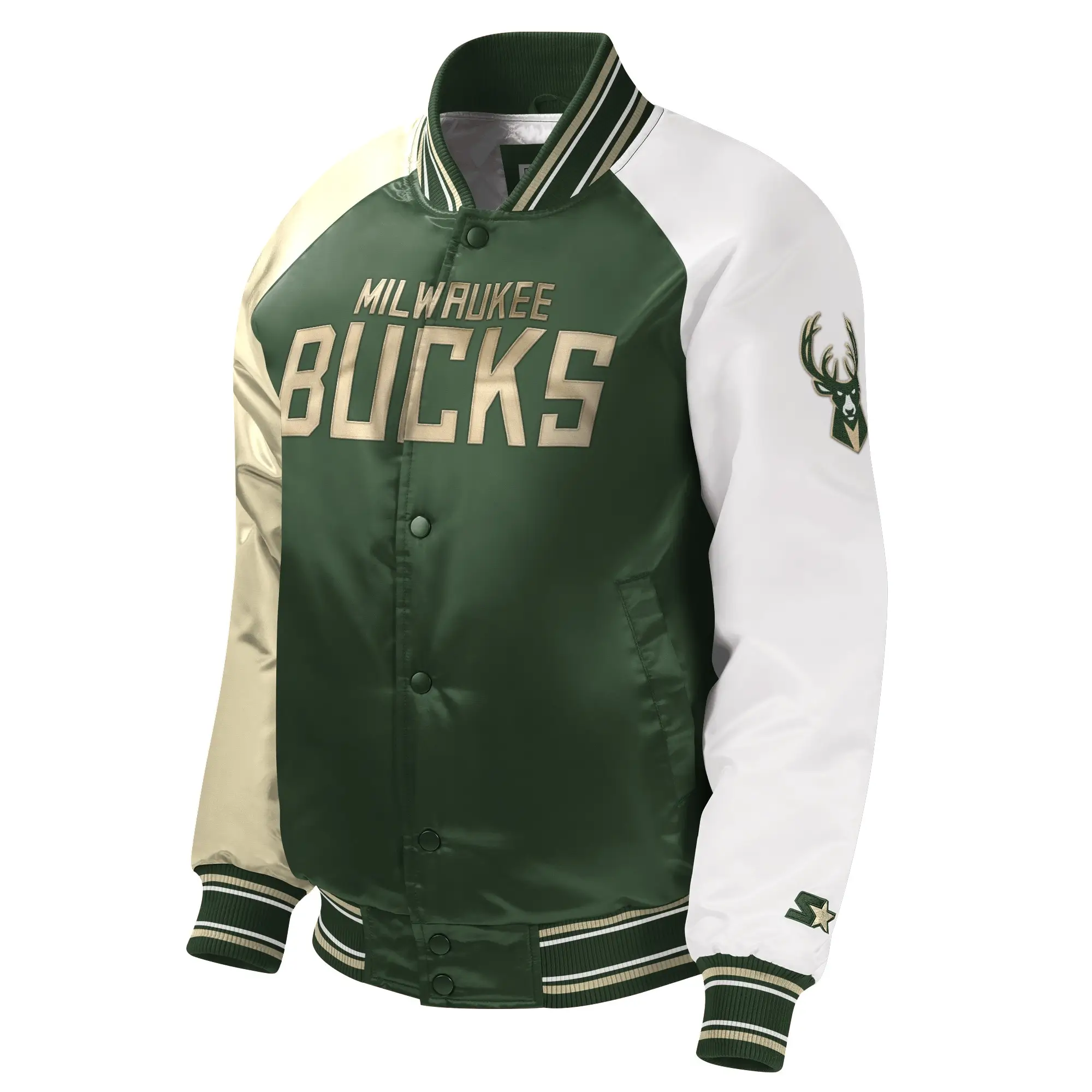 Youth Milwaukee Bucks Starter Hunter Tri Color Varsity Jacket