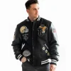 Top Gun Black Wool & Leather Varsity Jacket
