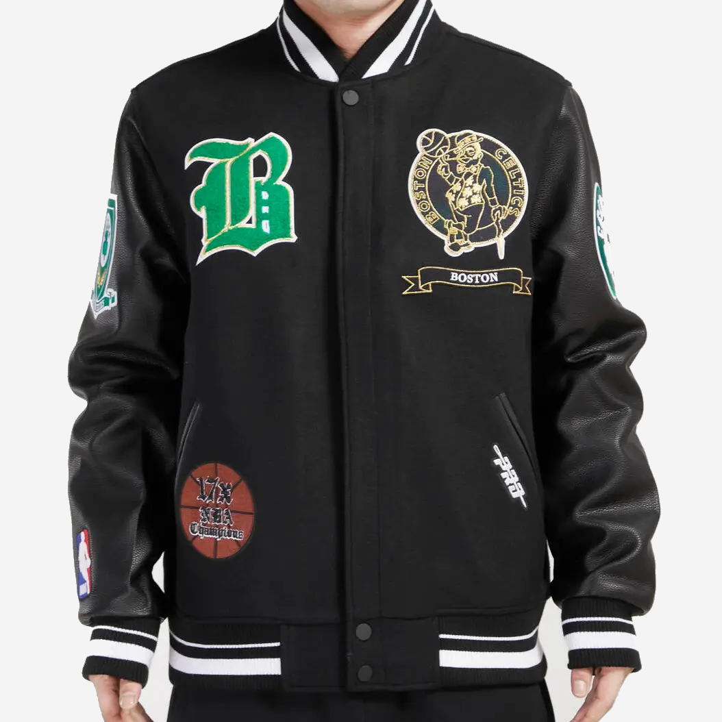 NBA Black Boston Celtics Wool Varsity Jacket