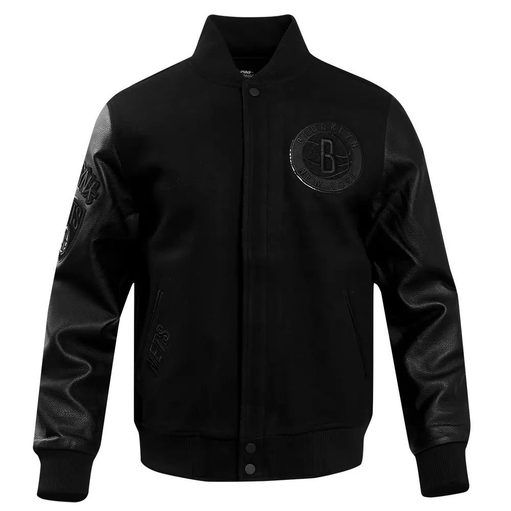 NBA Brooklyn Nets Triple Black Men's Varsity Jacket
