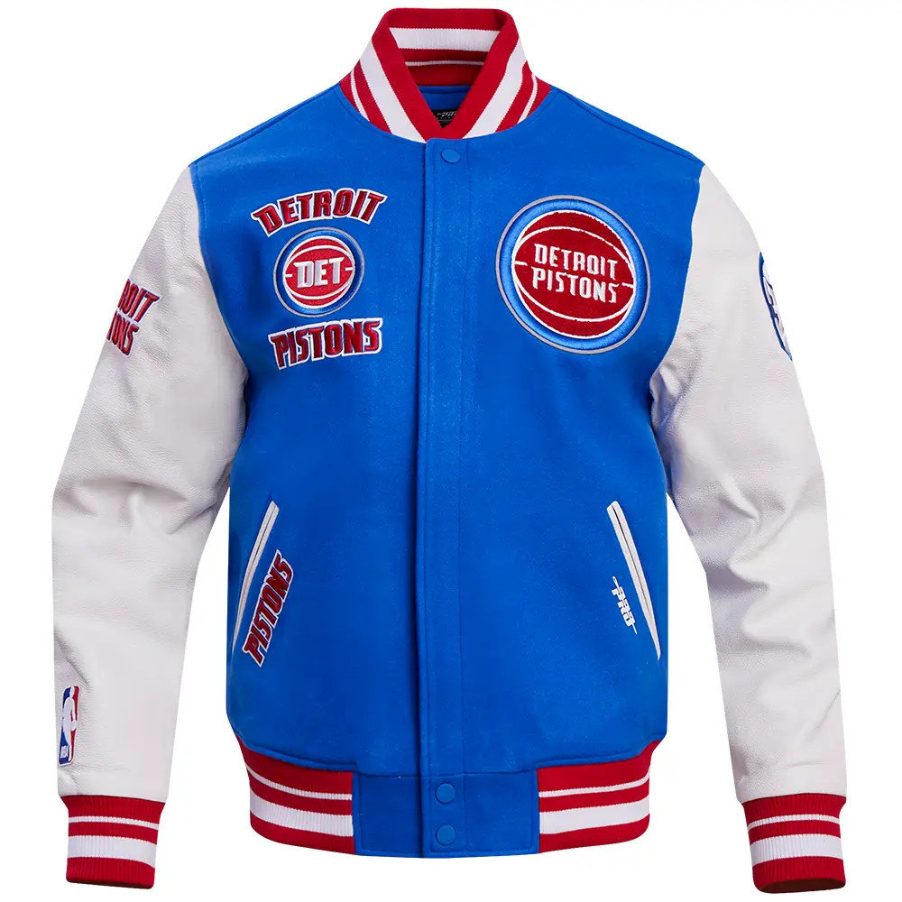 NBA Detroit Pistons Classic Men's Varsity Jacket Royal Blue & White