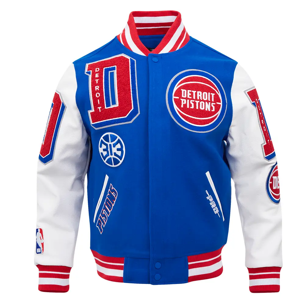 NBA Detroit Pistons Mashup Men's Rib Wool Varsity Jacket