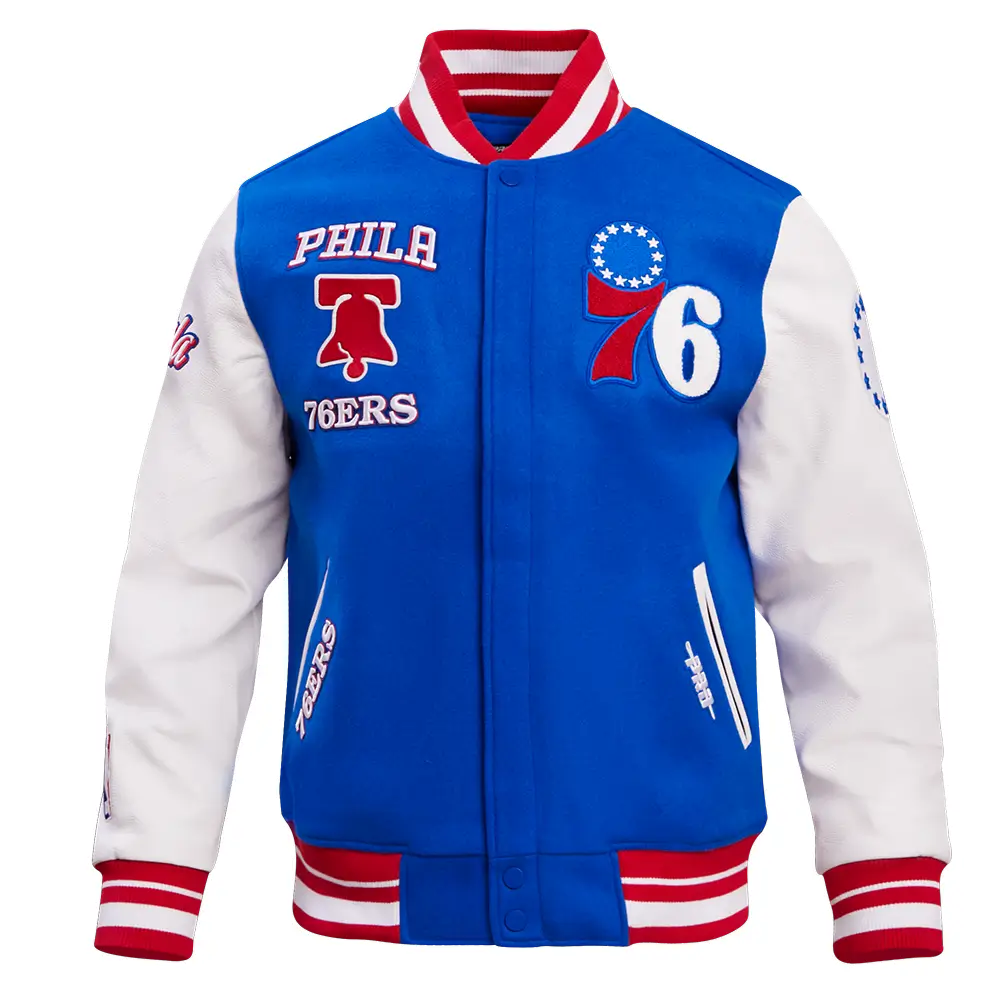 NBA Philadelphia 76ers Retro Men's Classic Varsity Jacket Royal &  Red
