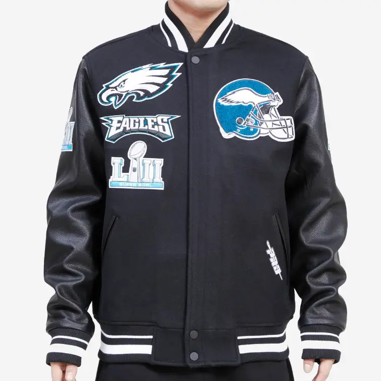 NFL Philadelphia Eagles Black Varsity Jacket