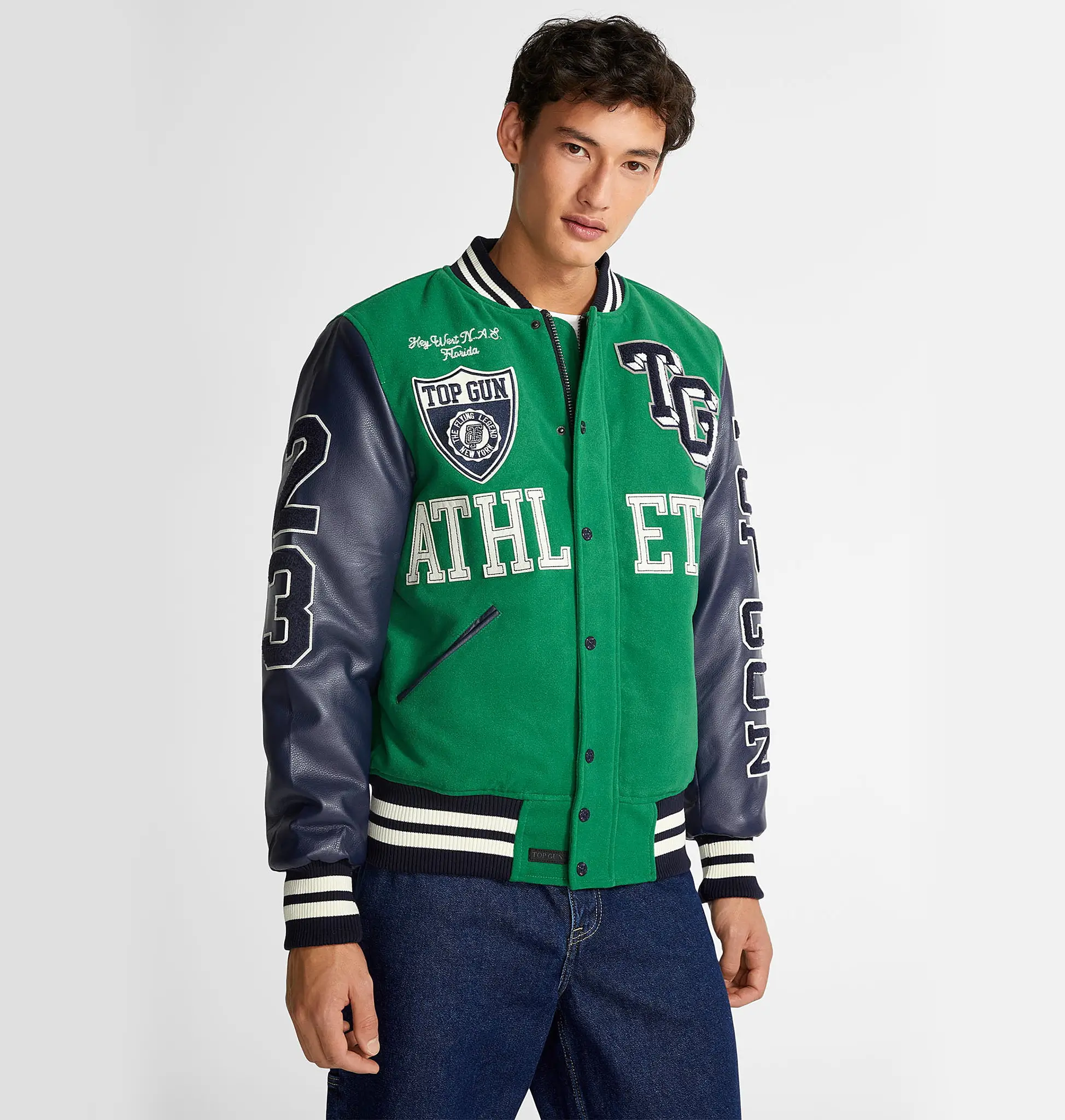Top Gun "Athletic Division" Green/Black Varsity Jacket