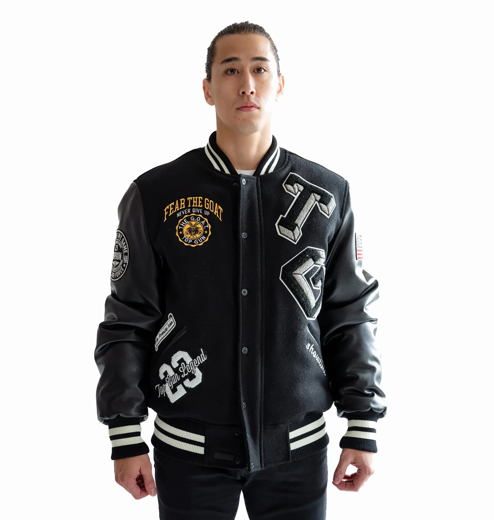 Top Gun "Fear The Goat" Wool & Leather Varsity Jacket