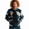 Top Gun Goat Patch Black Wool & Leather Varsity Jacket
