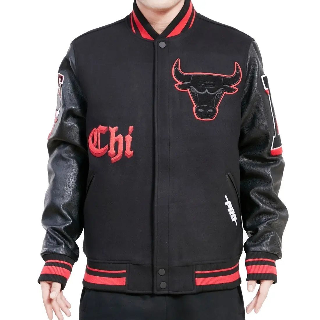 Chicago Bulls Wool & Leather Varsity Jacket With Logo